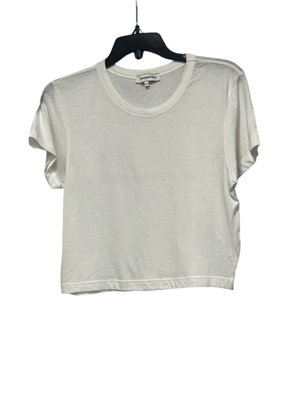 We Wore What Crew Neck Cropped White Tee, XL